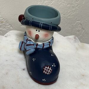 NIB Snowman Candle Holder & Snowman Head Christmas Candle Snuffer